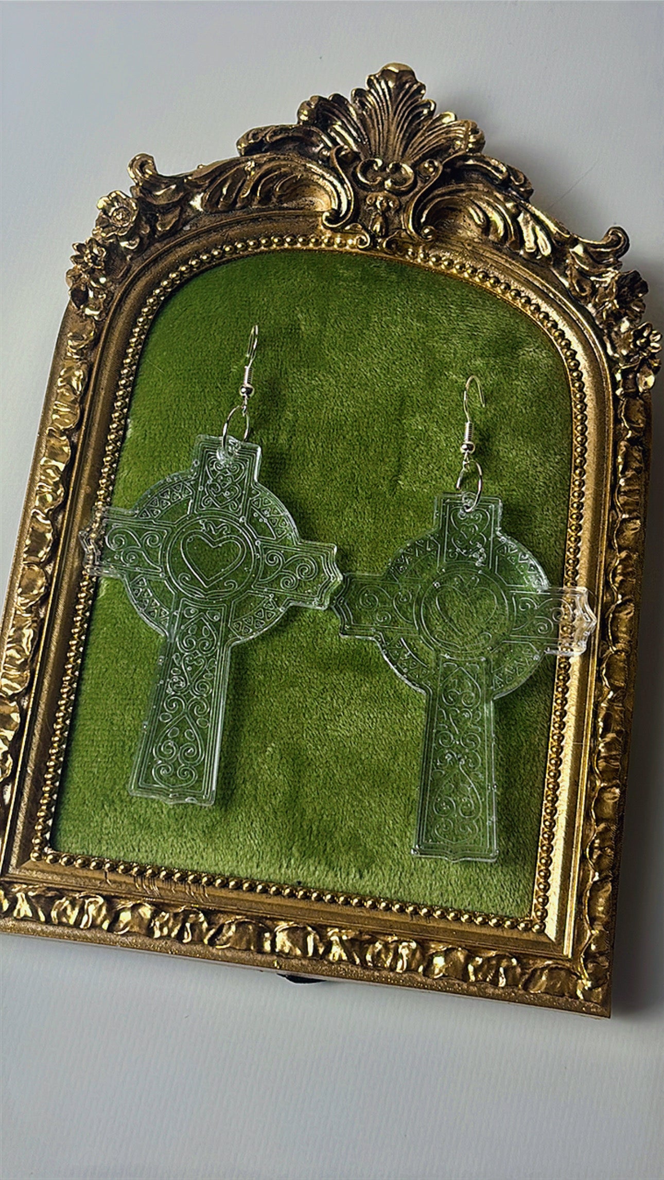Love heart cross earrings